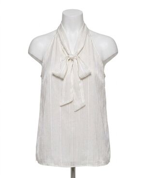NEW CALVIN KLEIN tie-neck sleeveless blouse in white